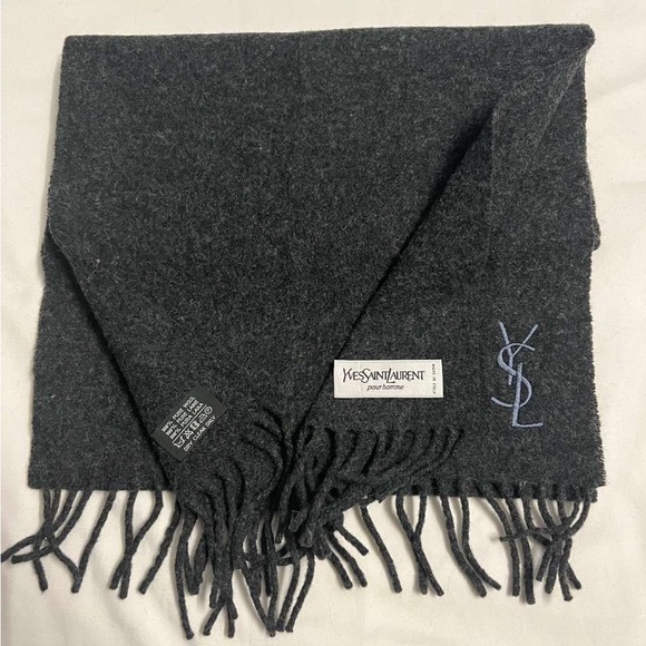 Yves Saint Laurent Charcoal Wool Scarf